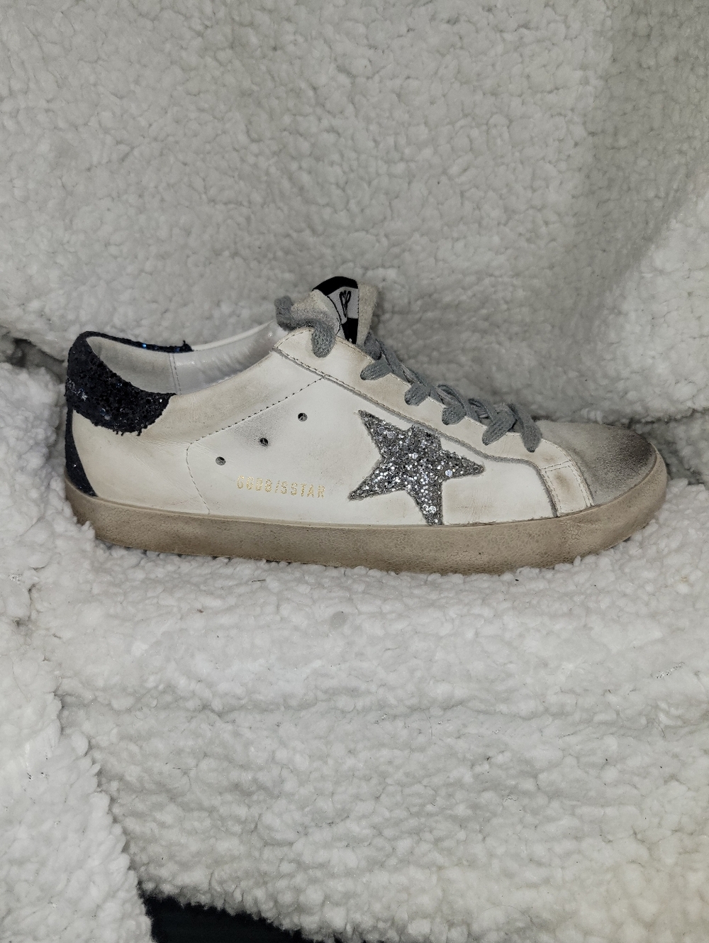 Golden Goose Superstar Sneakers EU 42 US 9 White Glitter Star Distressed Italy - Picture 9 of 16